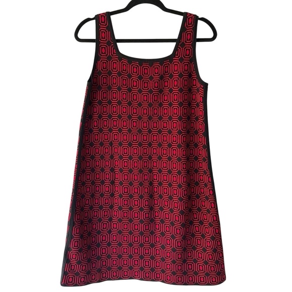 NEVE NWOT WOOL BLEND TANK STYLE DRESS JUMPER BLACK & RED GEOMETRIC PRINT | SMALL - Picture 6 of 9